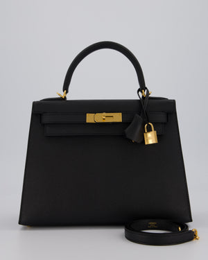 Hermès Kelly 28 Sellier Bag in Noir Epsom Leather with Gold Hardware