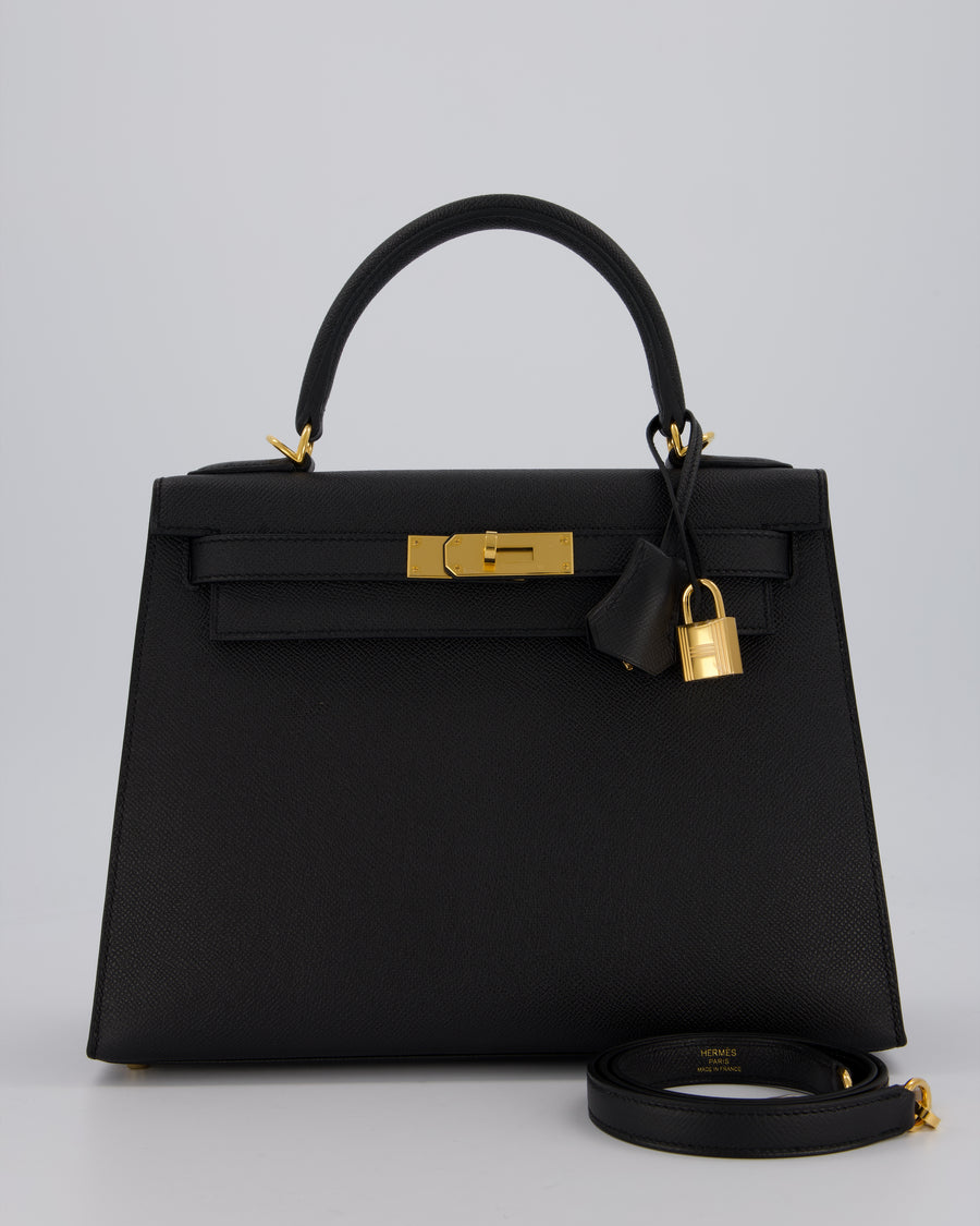 Hermès Kelly 28 Sellier Bag in Noir Epsom Leather with Gold Hardware