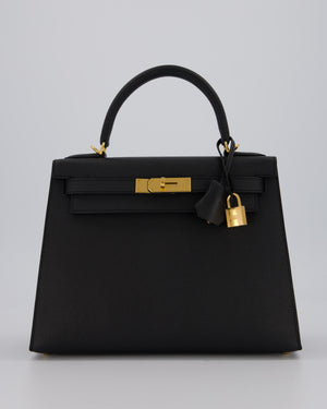 Hermès Kelly 28 Sellier Bag in Noir Epsom Leather with Gold Hardware