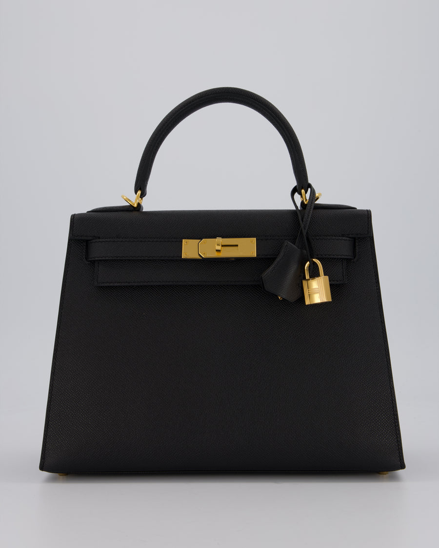 Hermès Kelly 28 Sellier Bag in Noir Epsom Leather with Gold Hardware