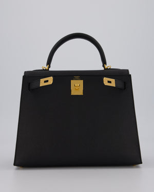 Hermès Kelly 28 Sellier Bag in Noir Epsom Leather with Gold Hardware