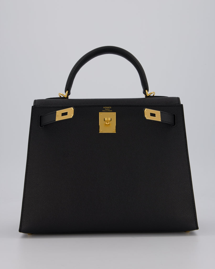 Hermès Kelly 28 Sellier Bag in Noir Epsom Leather with Gold Hardware