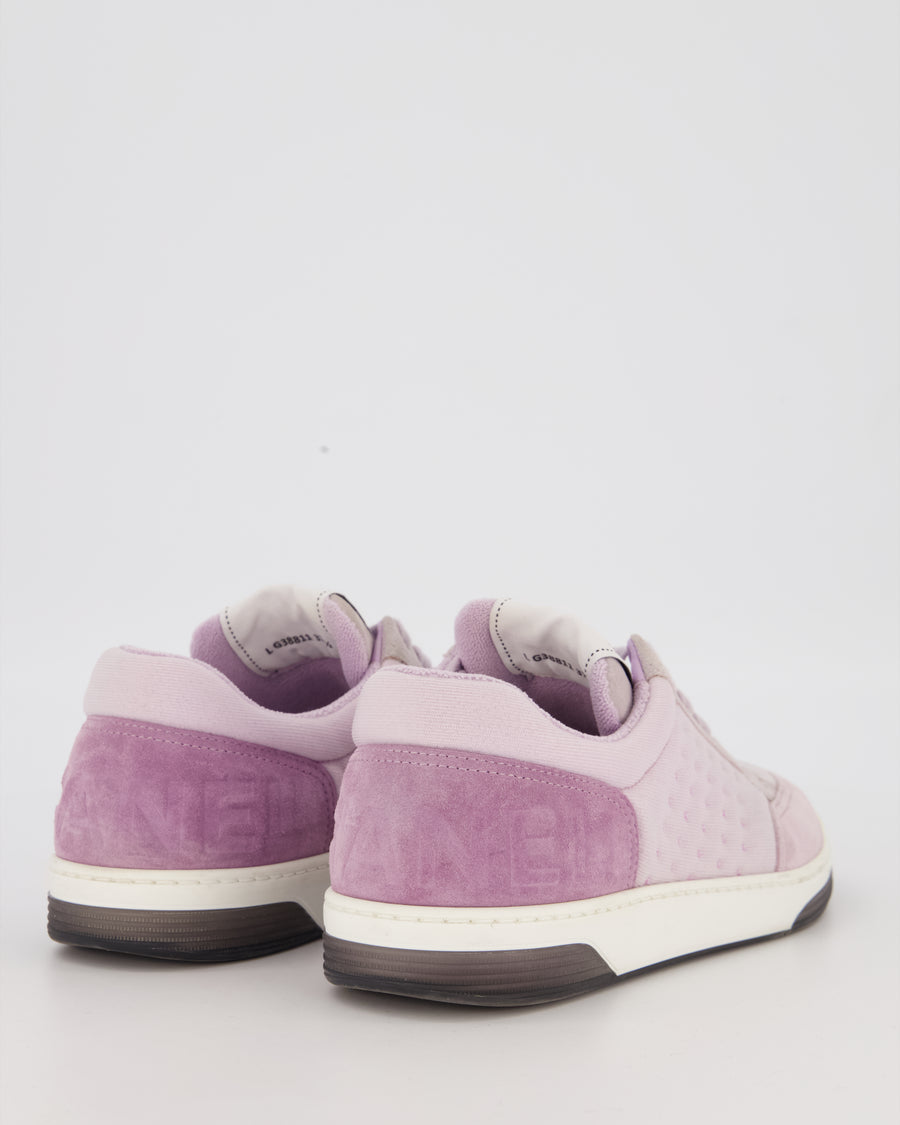 Chanel 22P Lilac Suede Trainers with Logo Detail Size EU 37.5