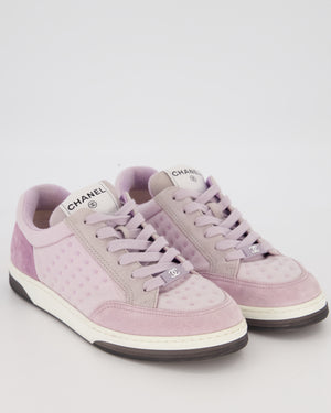 Chanel 22P Lilac Suede Trainers with Logo Detail Size EU 37.5