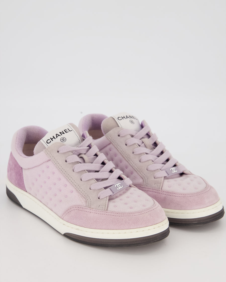 Chanel 22P Lilac Suede Trainers with Logo Detail Size EU 37.5