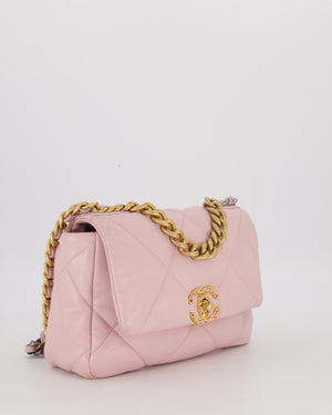 Chanel Small 19 Flap Bag in Light Pink Goatskin Quilted Leather with Mixed Hardware