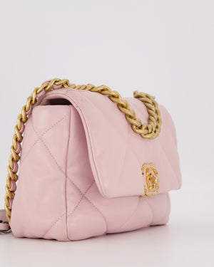 Chanel Small 19 Flap Bag in Light Pink Goatskin Quilted Leather with Mixed Hardware