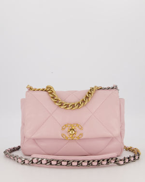 Chanel Small 19 Flap Bag in Light Pink Goatskin Quilted Leather with Mixed Hardware