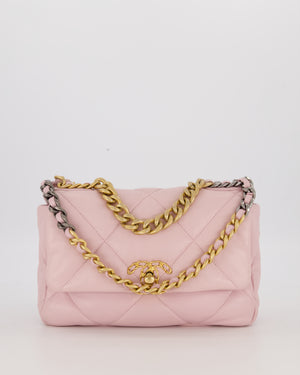Chanel Small 19 Flap Bag in Light Pink Goatskin Quilted Leather with Mixed Hardware