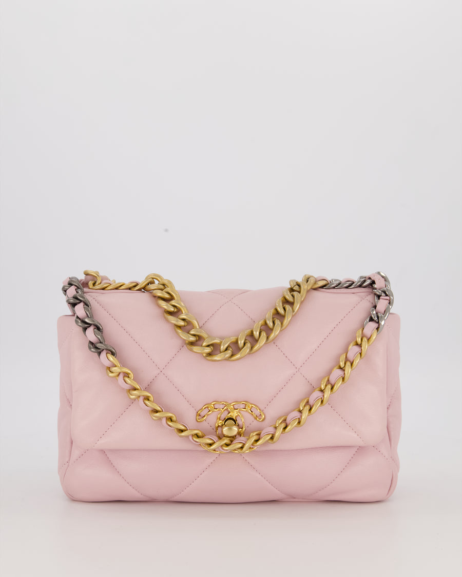 Chanel Small 19 Flap Bag in Light Pink Goatskin Quilted Leather with Mixed Hardware