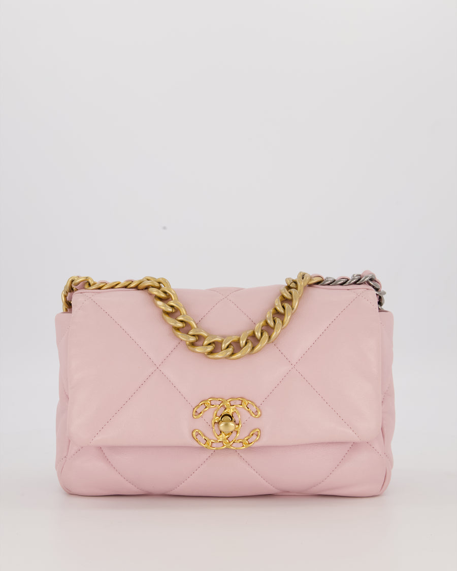 Chanel Small 19 Flap Bag in Light Pink Goatskin Quilted Leather with Mixed Hardware