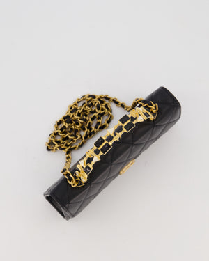 Chanel Mini Enamel Top Handle Bag in Black Lambskin Leather with Gold Hardware