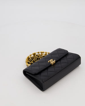 Chanel Mini Enamel Top Handle Bag in Black Lambskin Leather with Gold Hardware