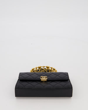 Chanel Mini Enamel Top Handle Bag in Black Lambskin Leather with Gold Hardware
