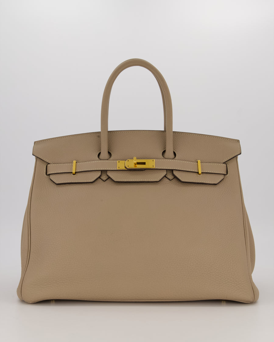 Hermès Birkin 35 Retourne Bag in Trench Togo Leather with Gold Hardware