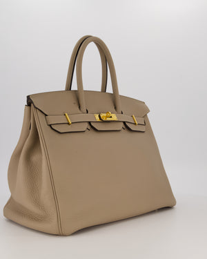 Hermès Birkin 35 Retourne Bag in Trench Togo Leather with Gold Hardware