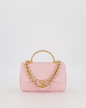 Chanel Mini Rectangular Clear Acrylic Top Handle Bag in Pink Lambskin Leather with Champagne Gold Hardware