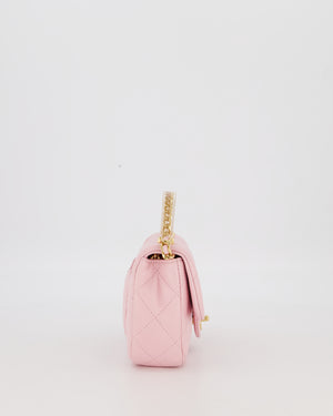 Chanel Mini Rectangular Clear Acrylic Top Handle Bag in Pink Lambskin Leather with Champagne Gold Hardware