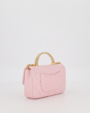 Chanel Mini Rectangular Clear Acrylic Top Handle Bag in Pink Lambskin Leather with Champagne Gold Hardware