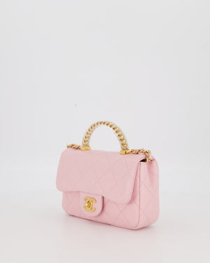 Chanel Mini Rectangular Clear Acrylic Top Handle Bag in Pink Lambskin Leather with Champagne Gold Hardware