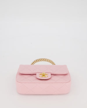 Chanel Mini Rectangular Clear Acrylic Top Handle Bag in Pink Lambskin Leather with Champagne Gold Hardware