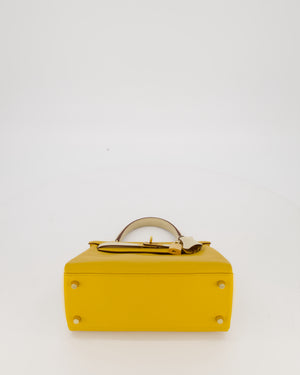 *RARE* Hermès HSS Kelly 25 Retourne Bag in Nata and Jaune Ambre Swift Leather with Gold Hardware