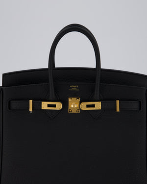 Hermès Birkin 25 Retourne Bag in Noir Togo Leather with Gold Hardware