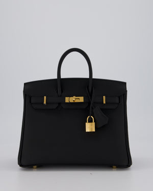 Hermès Birkin 25 Retourne Bag in Noir Togo Leather with Gold Hardware