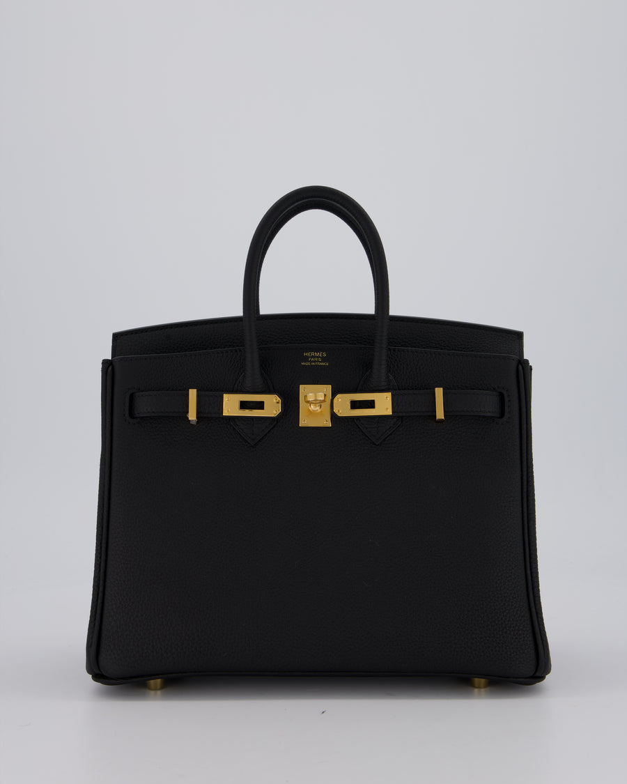 Hermès Birkin 25 Retourne Bag in Noir Togo Leather with Gold Hardware