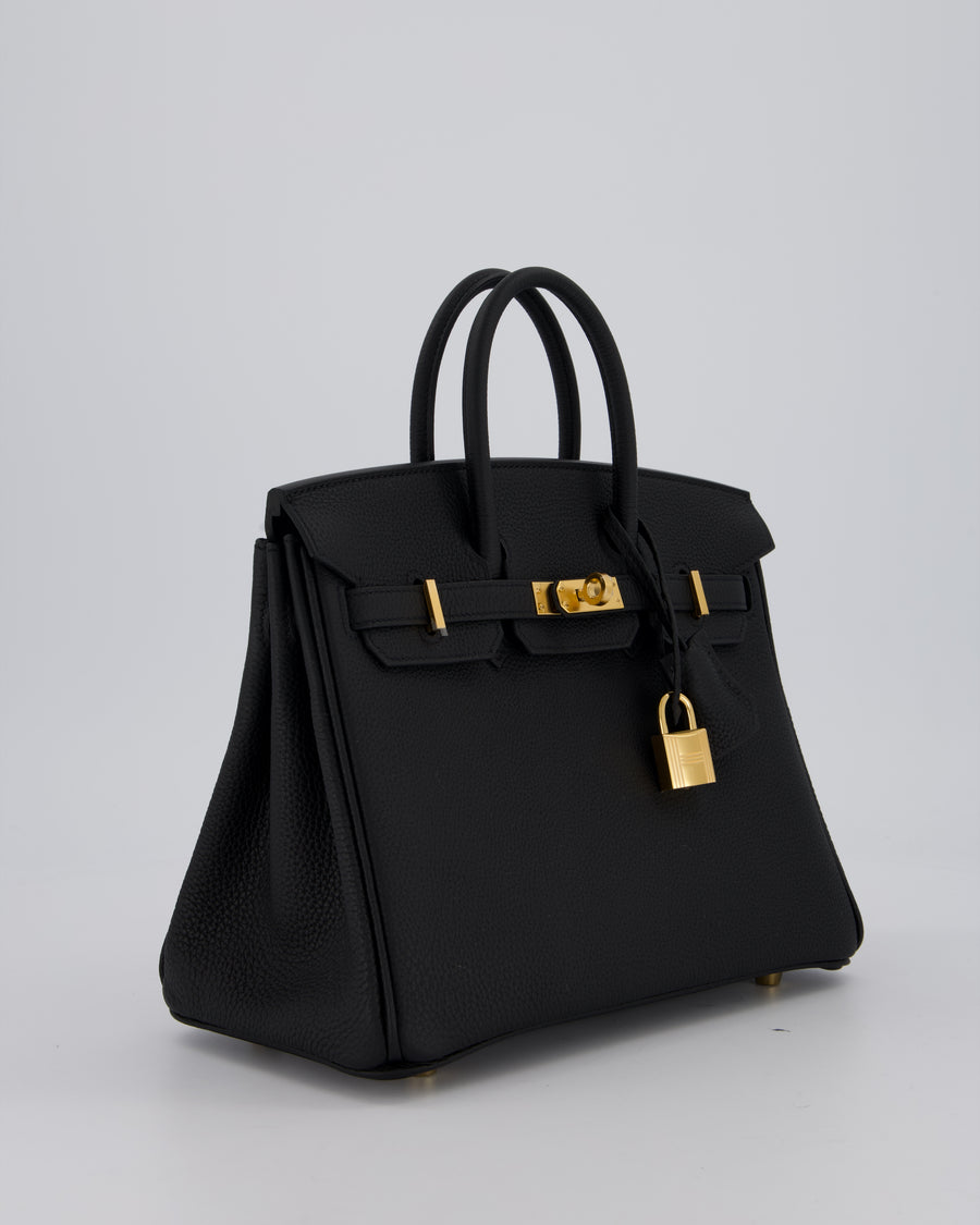 Hermès Birkin 25 Retourne Bag in Noir Togo Leather with Gold Hardware