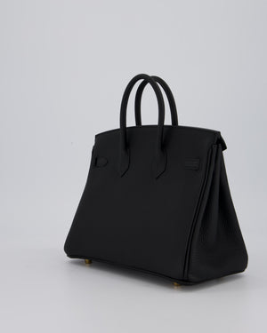 Hermès Birkin 25 Retourne Bag in Noir Togo Leather with Gold Hardware