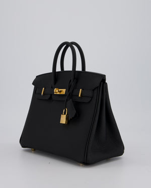Hermès Birkin 25 Retourne Bag in Noir Togo Leather with Gold Hardware