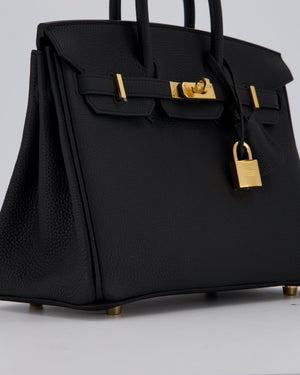 Hermès Birkin 25 Retourne Bag in Noir Togo Leather with Gold Hardware