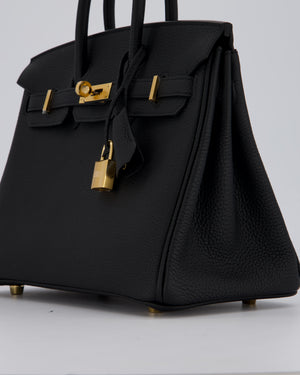 Hermès Birkin 25 Retourne Bag in Noir Togo Leather with Gold Hardware