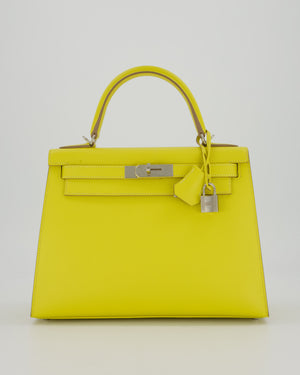 Hermès Kelly 28 Sellier Bag in Lime Epsom Leather with Palladium Hardware