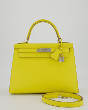 Hermès Kelly 28 Sellier Bag in Lime Epsom Leather with Palladium Hardware