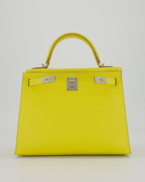 Hermès Kelly 28 Sellier Bag in Lime Epsom Leather with Palladium Hardware