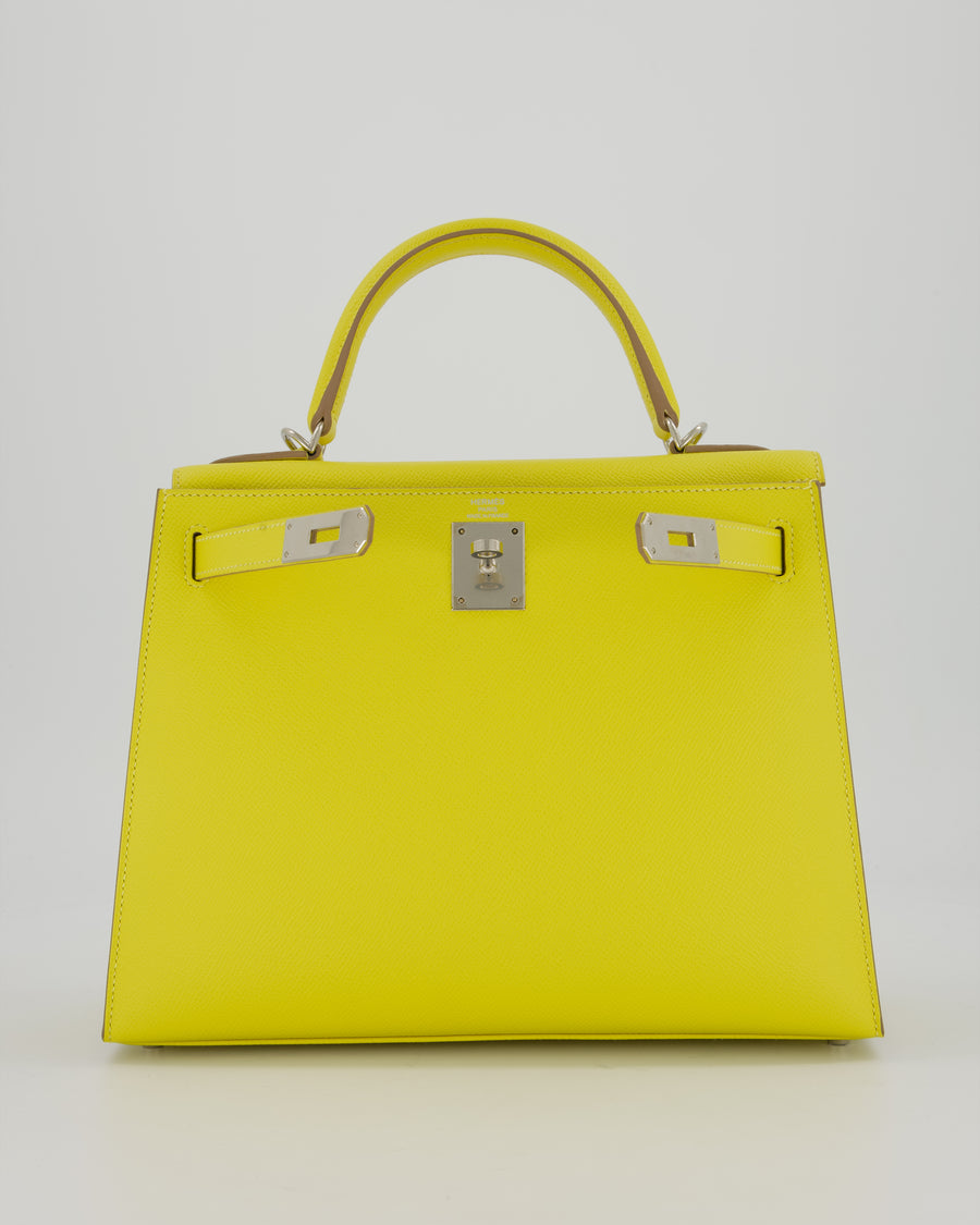 Hermès Kelly 28 Sellier Bag in Lime Epsom Leather with Palladium Hardware