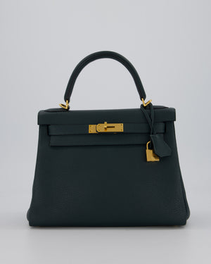 Hermès Kelly 28 Retourne Bag in Vert Cypress Togo Leather with Gold Hardware
