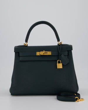 Hermès Kelly 28 Retourne Bag in Vert Cypress Togo Leather with Gold Hardware