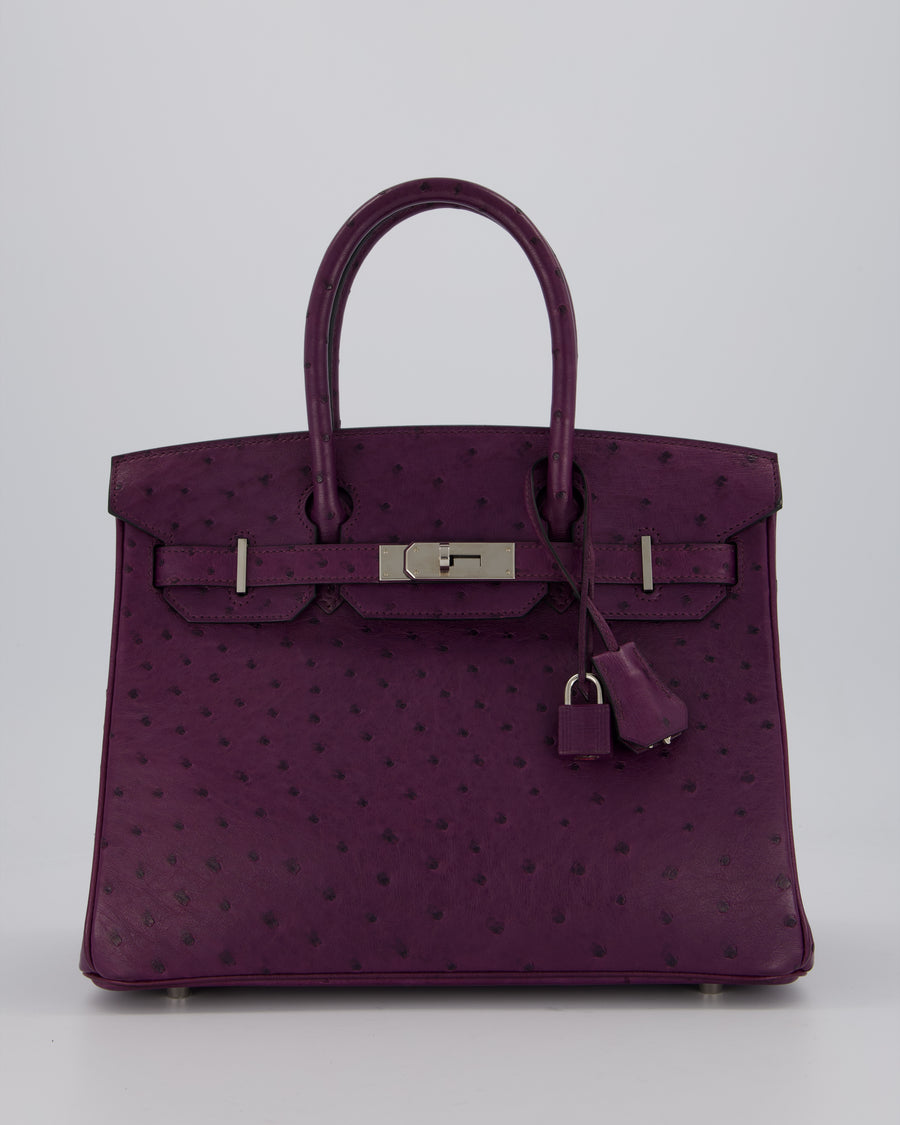*HOT & RARE* Hermès Birkin 30 Retourne Bag in Violine Ostrich Leather with Palladium Hardware