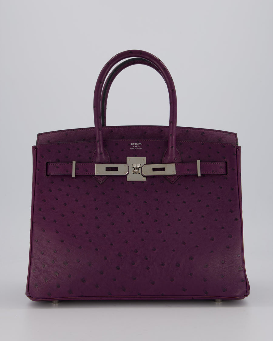 *HOT & RARE* Hermès Birkin 30 Retourne Bag in Violine Ostrich Leather with Palladium Hardware
