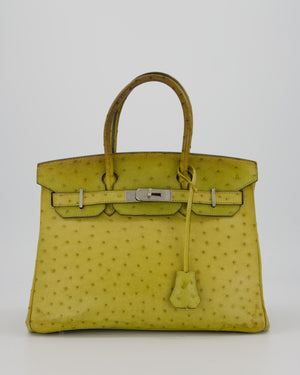 Hermès Birkin 30 Retourne Bag in Vert Anis Ostrich Leather with Palladium Hardware