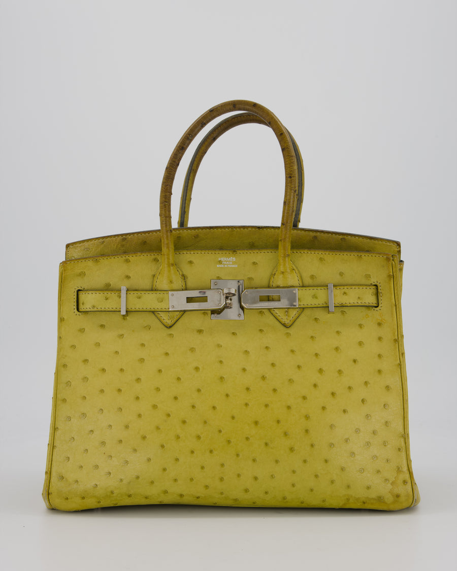 Hermès Birkin 30 Retourne Bag in Vert Anis Ostrich Leather with Palladium Hardware