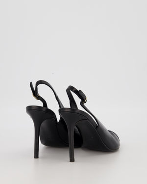 Chanel Black Pointed Toe Leather Pumps With Black CC Grosgrain Toecap Size EU 37.5