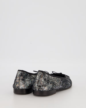 Chanel Holographic Cracked Metallic Ballerina Flats with Silver CC Toecap Size EU 38C