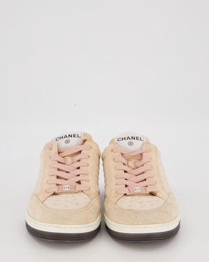 Chanel Pink Suede and Mesh Logo Trainers Size EU 37.5