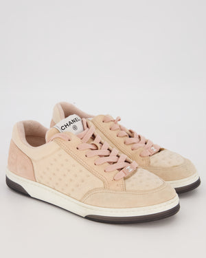 Chanel Pink Suede and Mesh Logo Trainers Size EU 37.5