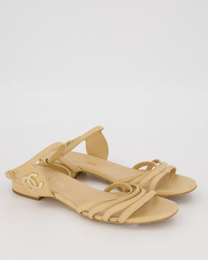 Chanel Beige Strapped Sandals With CC Logo Size EU 38C