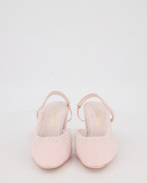 *HOT* Chanel Pink Tweed Slingbacks with Pink Leather Toe Size EU 37.5C